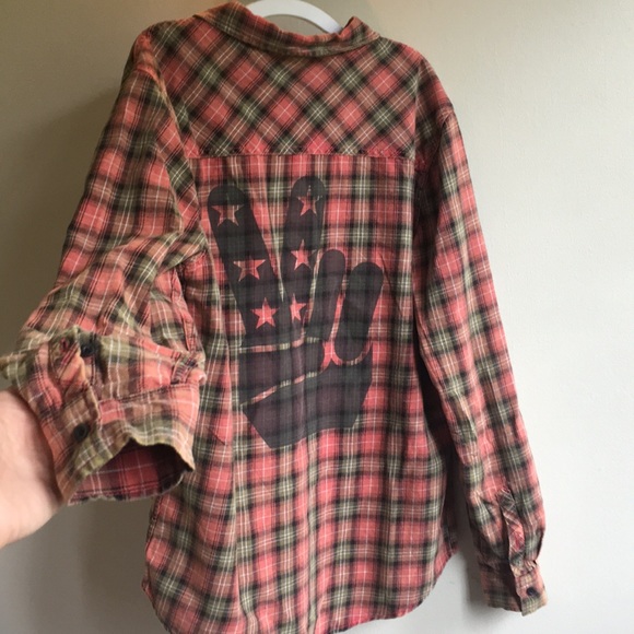 Junk Food “ROCK” rustic flannel w/ peace sign NWT - Picture 4 of 8